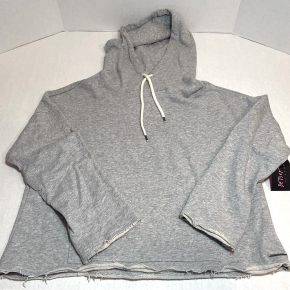 BNWT Betsey Johnson raw hem stylish flare sleeve hoodie size small PRICE FIRM - Picture 2 of 13
